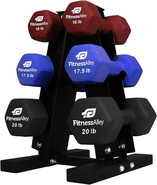 Neoprene Workout Dumbbells - Non Slip, Anti Roll Exercise & Fitness Dumbbells set with Rack Combo - Ideal for Home and Gyms training