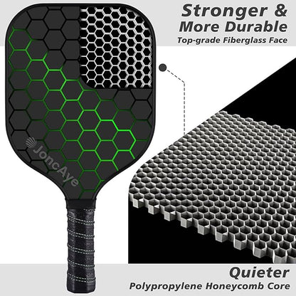 JoncAye Pickleball-Paddles-Set of 4 or 2 Rackets with Balls and Bag | USAPA Approved Pickle-Ball Equipment with Accessories | Fiberglass/Graphite Pickleball Racquet Set for Men, Women, Kids, Adults