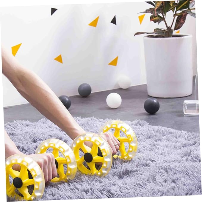 Kisangel Exercise Roller Weight Loss Equipment Exercise Abdominal Roller Ab Exercise Roller Hand Weights Dumbbell Yellow Fitness Exercise Device Fitness Wheel Wire Wheel