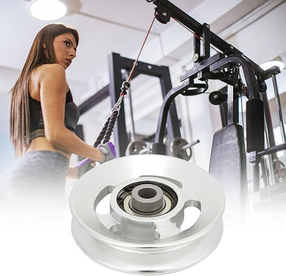 Aluminium Alloy Exercise Wheel, Fitness Pulley Home Gym Attachments Part Strength Training Accessory For Equipment Nylon Bearing Cable System Upgraded Workout Accessories (90mm in diameter)