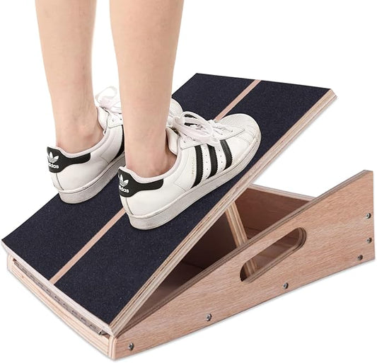 Slant Board for Calf Stretching - Adjustable Slant Board for Squat Professional Heavy Duty Wooden Incline Board Calf Strecher for Foot Ankle, Achilles, Extra Side-Handle Design for Portability