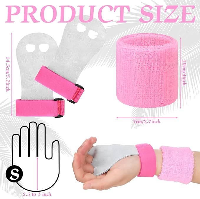 Jenaai 9 Pcs Gymnastics Hand Grips Gloves Wristbands with Drawstring Backpack Gymnastics Bar Palm Protection Bar Grips Sports Wrist Support Cinch Bags for Boys Girls Youth Kids Exercise