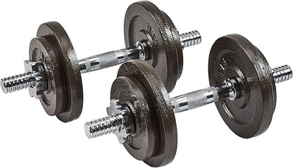 Signature Fitness Contoured Handle Cast Iron Adjustable Dumbbell Weight Set,Gray