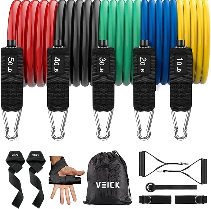 VEICK Resistance Bands, Exercise Bands, Workout Bands, Resistance Bands for Working Out with Handles for Men and Women, Exercising Bands for Fitness Weights Work Out at Home