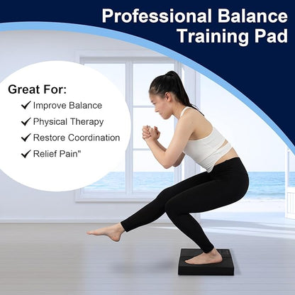 Balance Pad, Balancing Foam Pad, Large 2 in 1 Yoga Foam Cushion Exercise Mat, Knee Pad for Fitness and Stability, Stretching, Pilates, Physical Therapy, Core Trainer Board