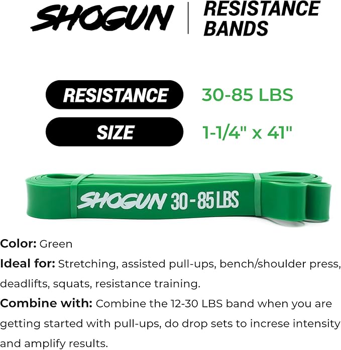 Resistance Bands - Heavy Duty Resistance & Stretch Bands for Exercise. Ideal for Pull-up Assistance, Body Stretching, Power-Lifting, Resistance Training. Shogun Sports Resistance Bands for Working Out