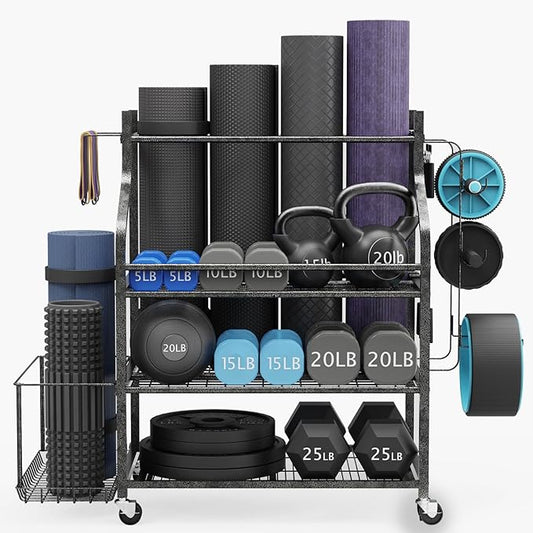 Weight Rack For Home Gym Dumbbells,Home Gym Storage,Weight Rack For Dumbbells Kettlebells Yoga Mat And Balls,Yoga Mat Storage Rack With Wheels And Hooks,Weight Rack,Maximum 450 lbs,Dumbbell Rack