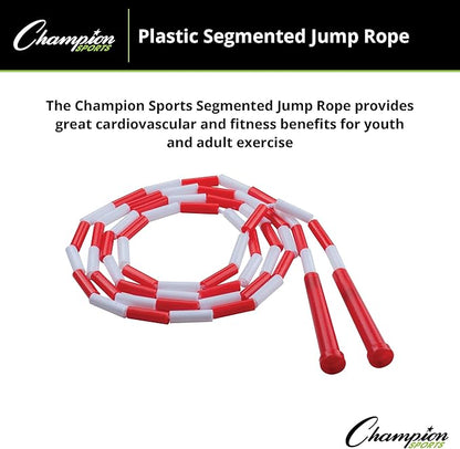 Champion Sports Classic Plastic Segmented Beaded Jump Ropes - Phys. Ed, Gym, Fitness and Recreational Use, In a Variety of Lengths for Kids to Adults