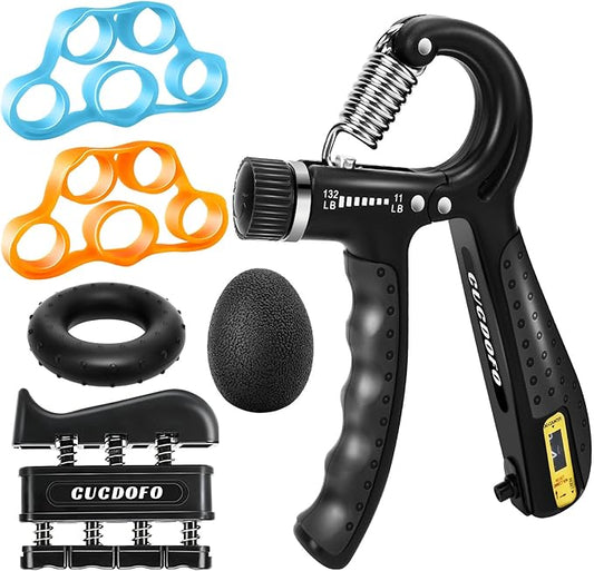 6 Pack Grip Strength Trainer Set Adjustable Hand Gripper with Counter,(XL) Finger Strengthener,Grip Trainer & Hand Grip Strengthener for Muscle Building,Injury Recovery,Improve Grip Gtrength