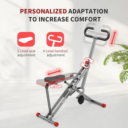 PASYOU Squat Machine for Home, Foldable Squat Rider Machine for Glutes and Abs with Adjustable Resistance Squat Assist Trainer for Women Men Full Body Workout Squat Rowing Machine Leg Trainer PH10