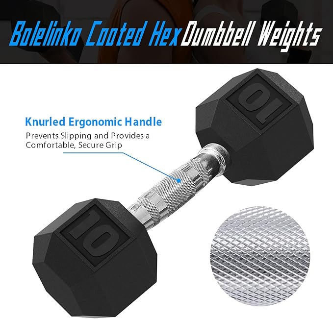 Balelinko Rubber Grip Encased Dumbbell Cast Iron Weight with Anti-Slip Handle Dumbbell -Strength Training Equipment - Home Gym Accessories - Full Body Workout - Muscle Building