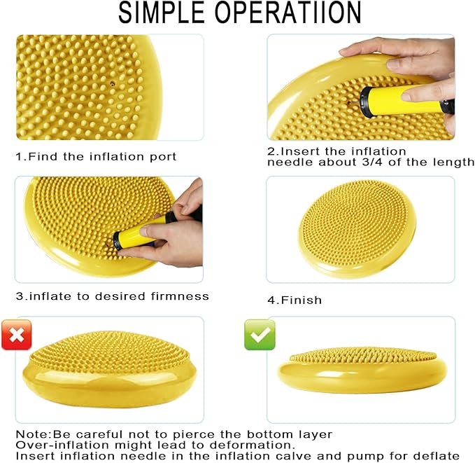 Wobble Cushion, Balance Disc, Wiggle Seat, Balance Pads for Physical Therapy, Stability Disc, Wobble Board for Dogs, Office, Sensory Kids, Classroom With Spiky Massage Ball