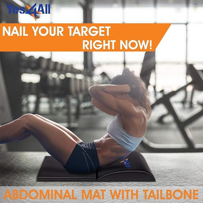 Yes4All Ab Mat Tailbone & No Tailbone, Foldable Abdominal Exercise Sit Up Support Pad for Core Training and Lower Back