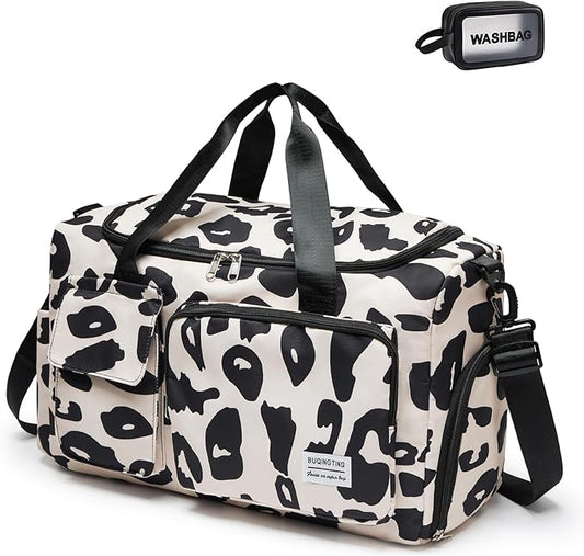 Small Gym Bag for Women, Travel Duffle Bag Carry On Weekender Bag with Shoe Compartment