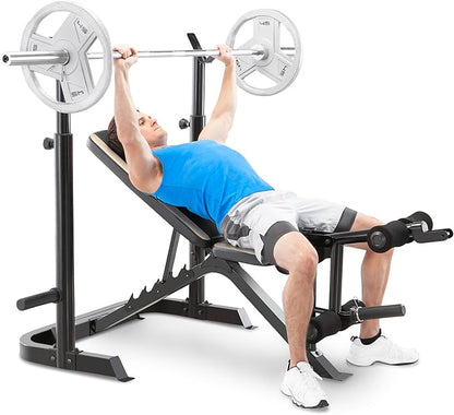 Marcy Olympic Weight Bench with Preacher Curl Pad and Leg Developer for Full-Body Workout