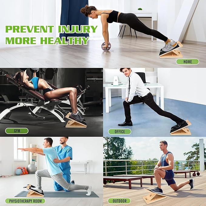 Calf Stretcher Slant Board Wooden, Portable Incline Board and Calf Stretcher, Stretch Board for Stretching Tight Calves or Plantar Fasciitis, Strength Training Equipment Leg Exercise Machines