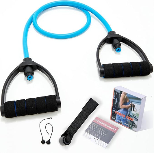 Resistance Exercise Band with Handles, Exercise Bands with Handles, Workout Bands Resistance for Men or Women, Arm Bands for Workout-Door Anchor and Starter Guide Included