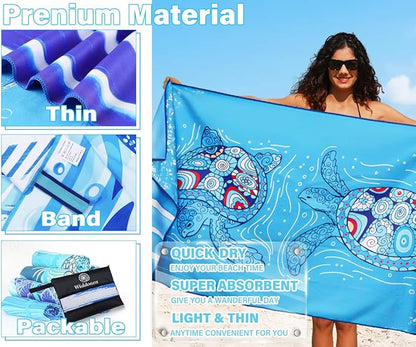 Lightweight Thin Microfiber Beach Towel Sand Free Quick Dry Absorbent Compact Soft Pool Swim Travel Towels Extra Large Oversized Beach Accessories Packable Essentials Stuff Gifts for Adult