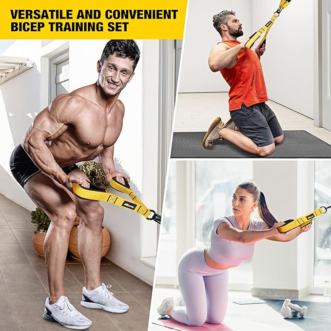 Home Gym Equipment Resistance Bands, Workout Bands with Handles, Door Anchor, Tricep Rope Cable Attachment for Push Downs, Facepulls, Biceps Curl, Sculpt Your Triceps, LAT, Arms, Back, Abs, Shoulder