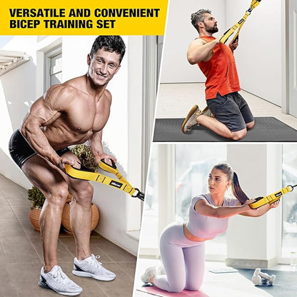 Home Gym Equipment Resistance Bands, Workout Bands with Handles, Door Anchor, Tricep Rope Cable Attachment for Push Downs, Facepulls, Biceps Curl, Sculpt Your Triceps, LAT, Arms, Back, Abs, Shoulder