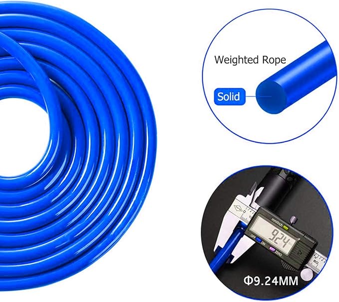 Redify Weighted Jump Rope for Workout Fitness(1LB), Tangle-Free Ball Bearing Rapid Speed Skipping Rope for MMA Boxing Weight-loss,Aluminum Handle Adjustable Length 9MM Fabric Cotton+9MM Solid PVC Rope