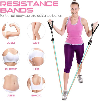 RENRANRING Resistance Bands for Working Out, 150LBS Exercise Bands, Workout Bands, Resistance Bands Set with Handles for Men Women, Legs Ankle Straps for Muscle Training