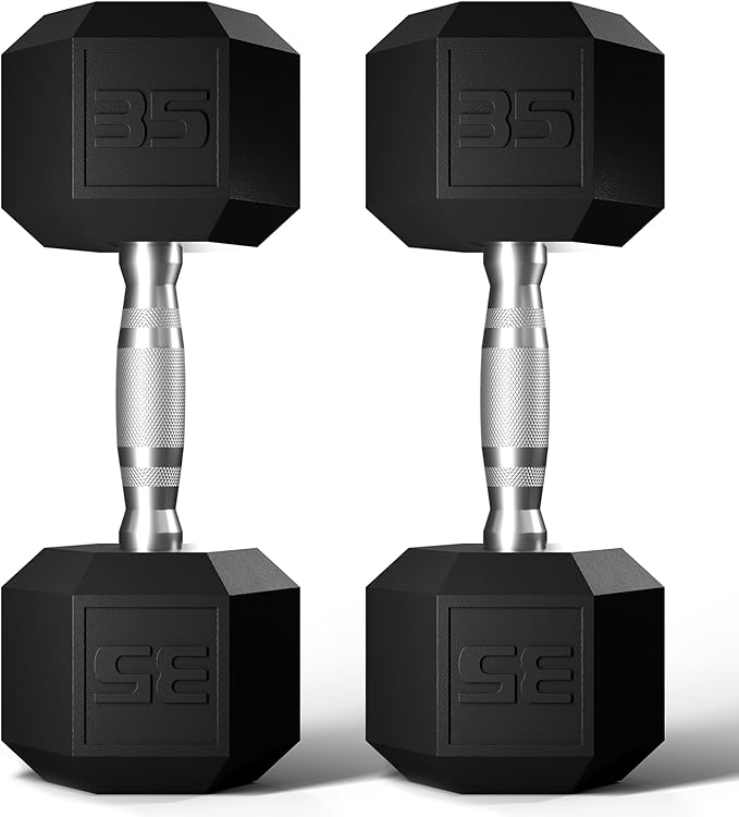 GRETERST Dumbbells Set Rubber Coated Hex Hand Weights Exercise & Fitness for Home Gym Workouts Strength Training Equipment