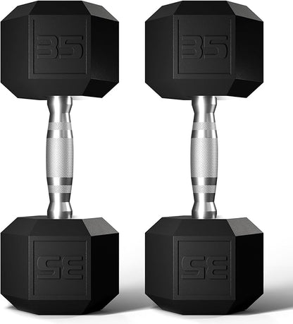 GRETERST Dumbbells Set Rubber Coated Hex Hand Weights Exercise & Fitness for Home Gym Workouts Strength Training Equipment