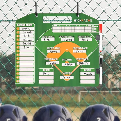 Magnetic Baseball Coach Clipboard, Dry Erase Coach Lineup Board, Premium Tactical Baseball Coaching Board with 40 Lineup Cards and Marker, Dugout Display Softball Coaching Accessories