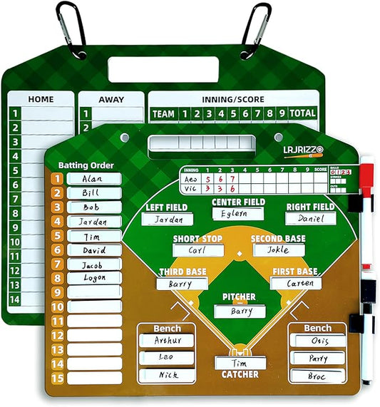 Magnetic Baseball Lineup Board，Baseball Lineup Cards Baseball Lineup Board for Dugout Baseball Clipboard for Coaches Softball Lineup Cards Marker Boards Baseball Coaching Accessories（Brown）