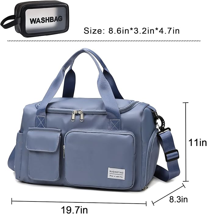 Small Gym Bag for Women, Travel Duffle Bag Carry On Weekender Bag with Shoe Compartment