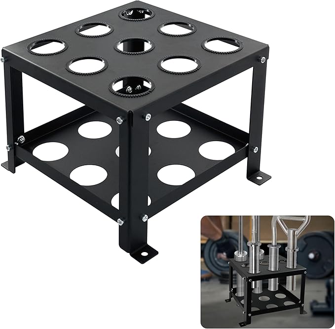 Barbell Holder Floor Stand Barbell Storage Rack,Heavy Duty Home Gym Organizer 9 Barbells Olympic Barbell Holder Stand Fit 2-inch Olympic Bars Olympic Bars, Curl Bars, Triceps Bars