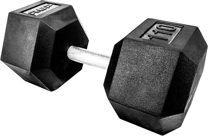 Rep Fitness Rubber Hex Dumbbell(s) - Singles (55LB +) and Pairs (5LB - 50LB) - Low Odor, Fully Knurled Handle