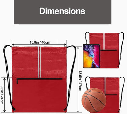 Drawstring Backpack Bag Gym Cinch Draw String Back Bag for Men Women Shopping Sports (Red)