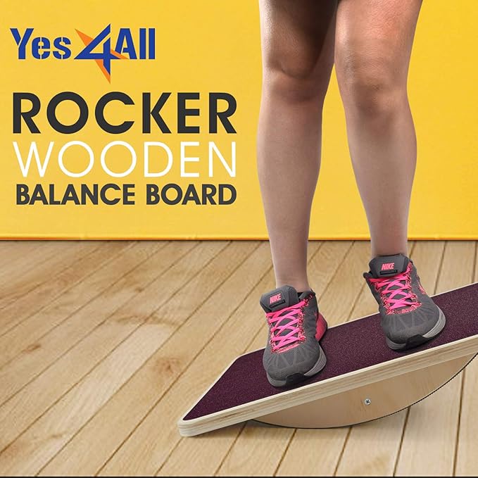 Yes4All 350LBS Professional Wooden Balance Board for Leg Workout, Anti-Slip Rocker Board, Wobble Board for Standing Desk