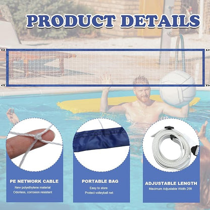 ShinyRelief Pool Volleyball Net Replacement 15 x 2.95 ft Volleyball Net Outdoor Portable Volleyball Net for Backyard Swimming Pool Schoolyard Beach