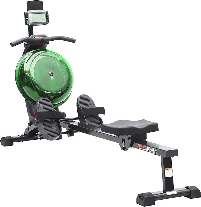 Sunny Health & Fitness Elite Water Rowing Machine with High Resistance Vertical Tank, Optional Exclusive Bluetooth SunnyFit App