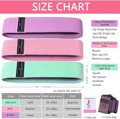 Obling Resistance Bands Exercise Bands, Fabric Workout Bands, Thick Wide Non-Slip Booty Bands Resistance Bands for Legs and Butt, Heavy Resistance Loop Bands for Women/Men(Set 3)