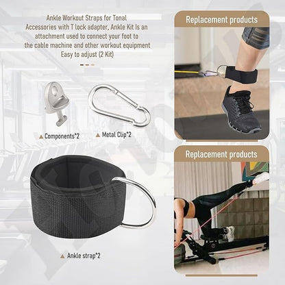 Ankle Workout Straps Compatible with Tonal Gym Machine/Tonal Ankle Strap T Lock/Ankle Strap, Adjustable Ankle Strap Attachments Used to Connect Your Foot to The Cable Machine&Other Workout Equipment