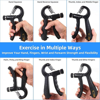 2PCS Grip Strength Trainer with 22-220Lbs (10-100kg) Adjustable Resistance, Hand Gripper, Forearm Strengthener, Finger Exerciser for Muscle Building and Injury Recovery