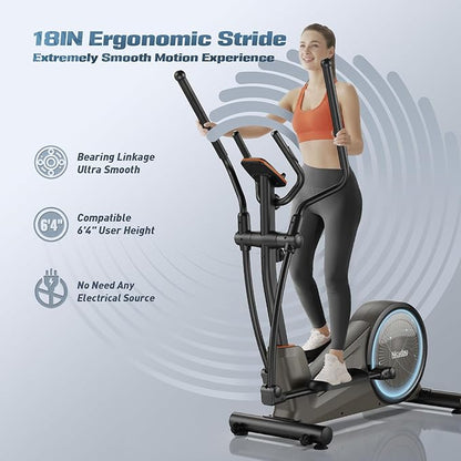 Niceday Elliptical Machine, Elliptical Exercise Machine for Home with Hyper-Quiet Magnetic Driving System, Elliptical Trainer with 15.5IN-18IN Stride, 16 Resistance Levels, 400LBS Loading Capacity