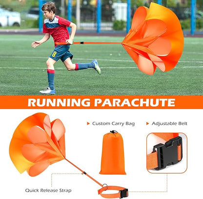 Soccer Training Equipment, Speed Agility Training Equipment for Kids Youth Adults, 20ft Agility Ladder, 4 Hurdles, Jump Rope, 12 Soccer Cones, Running Parachute, Basketball Football Training Equipment