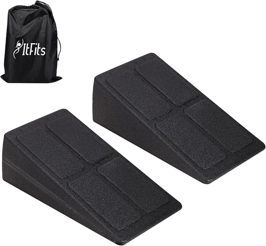 – 3pcs Squat Wedge, Adjustable Slant Board for Calf Stretching, Adjustable foot stretcher wedge for physical therapy, incline squat ramp for workout, slant board for squats with carry bag.