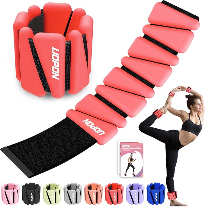 Wrist Ankle Weights for Women Set of 2, Adjustable Silicone Weighted Bangles, Wearable Ultra-durable Strips Weight Bracelet 2 lbs/4 lbs for Yoga, Pilates, Barre, Walking, Arm & Leg Workout