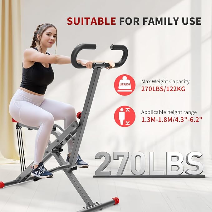 PASYOU Squat Machine for Home, Foldable Squat Rider Machine for Glutes and Abs with Adjustable Resistance Squat Assist Trainer for Women Men Full Body Workout Squat Rowing Machine Leg Trainer PH10