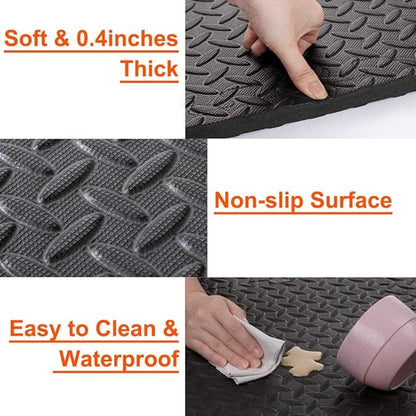 Exercise Mats Puzzle Foam Mats Gym Flooring Mat Cover 20 SQ.FT Interlocking Foam Mats with EVA Foam Floor Tiles for Home Gym Equipment Workouts (20pcs Black Mats)