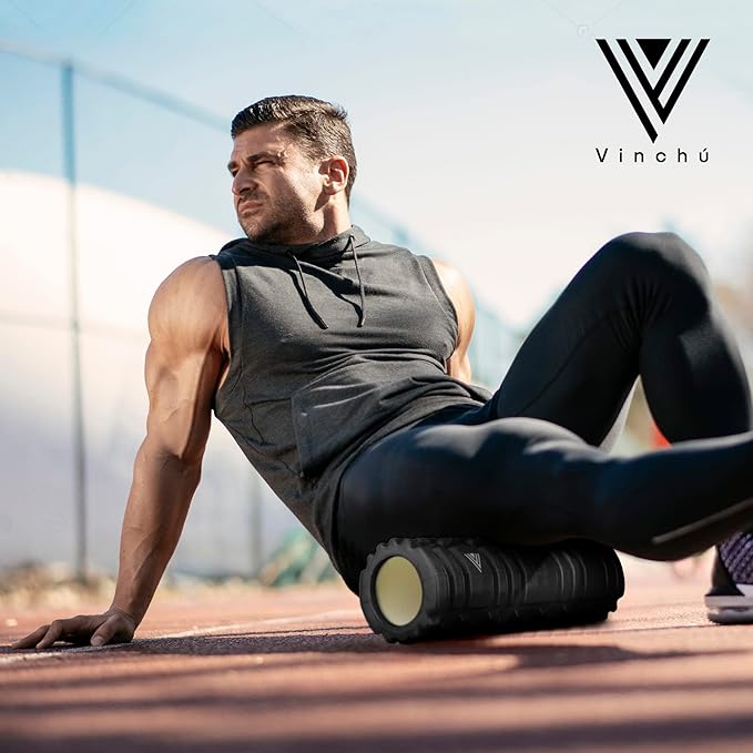 The Vinchu Foam Roller - Deep Tissue Massage Muscle Roller and Stretching Equipment for Sustainable Strength and Myofascial Trigger Point Release (Space Black, L)