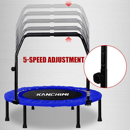 Kanchimi 40" 48" Folding Mini Fitness Indoor Exercise Workout Rebounder Trampoline with Handle, Max Load 330lbs