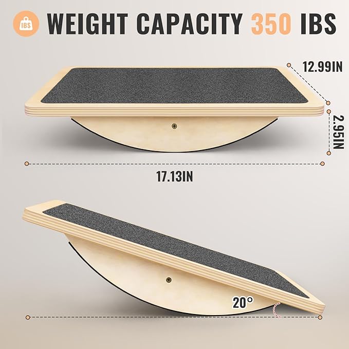 Balance Board Professional Wobble Board for Adults Anti-Slip 350LBS Balance Boards for Physical Therapy Standing Desk Core Strength Wooden Balance Board Rocker Board