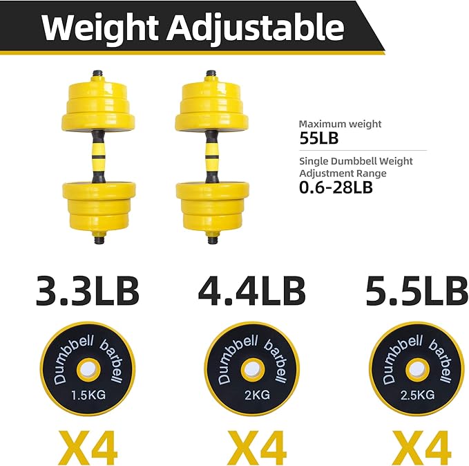 Nice C Weights, Dumbbell Set, Kettlebells, Adjustable Dumbbells, Barbell Weight Set, 20-40-50-70LB 3-in-1 set, Non-Slip, All-purpose